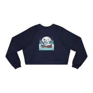 Snowman Canoe Winter Wonderland Cropped Fleece Sweatshirt - Dipaliz - Navy / s - Sweatshirts