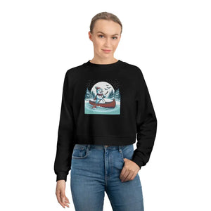 Snowman Canoe Winter Wonderland Cropped Fleece Sweatshirt - Dipaliz - Sweatshirts