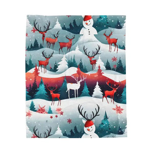 All Over Prints - Velveteen Plush Blanket - Snowman Rudolf Reindeer - Dipaliz 50’’ × 60’’