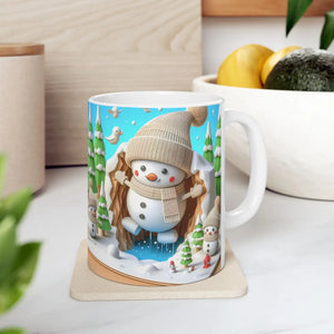 Snowman Ceramic Mug - Cozy Winter Sips 15oz - Dipaliz - Mugs