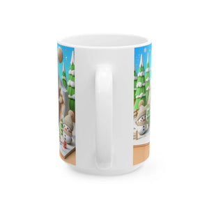 Snowman Ceramic Mug - Cozy Winter Sips 15oz - Dipaliz - Mugs