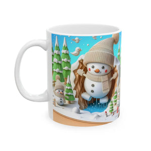Snowman Ceramic Mug - Cozy Winter Sips 15oz - Dipaliz - Mugs