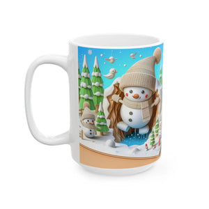 Snowman Ceramic Mug - Cozy Winter Sips 15oz - Dipaliz - Mugs