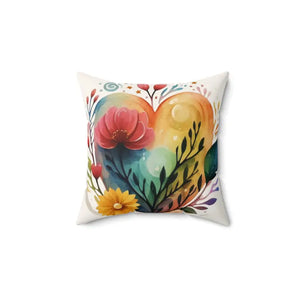 Spun Polyester Square Pillow Hearts Flowers Design Dipaliz - 14’’ × - Throw Pillows