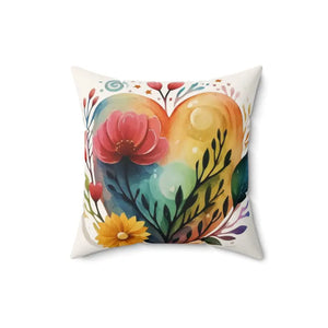 Spun Polyester Square Pillow Hearts Flowers Design Dipaliz - 16’’ × - Throw Pillows
