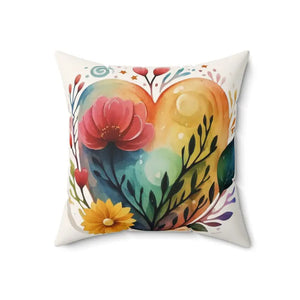 Spun Polyester Square Pillow Hearts Flowers Design Dipaliz - 18’’ × - Throw Pillows