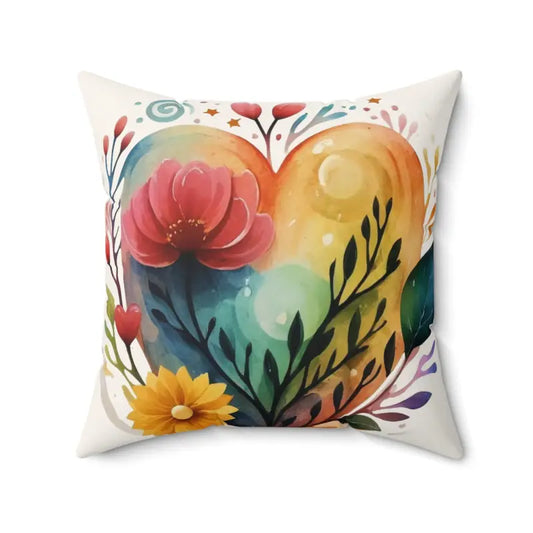 Cozy Up with Dipaliz Hearts & Flowers Polyester Square Pillow - 20’’ × Home Decor