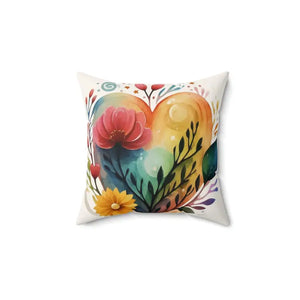 Spun Polyester Square Pillow Hearts Flowers Design Dipaliz - Throw Pillows