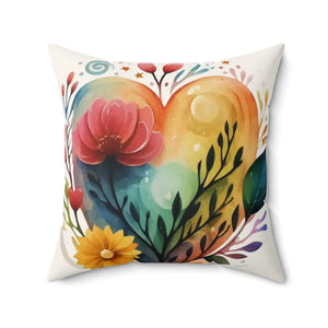Spun Polyester Square Pillow Hearts Flowers Design Dipaliz - Throw Pillows