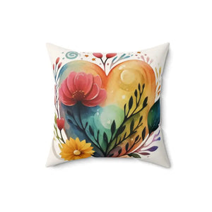 Spun Polyester Square Pillow Hearts Flowers Design Dipaliz - Throw Pillows