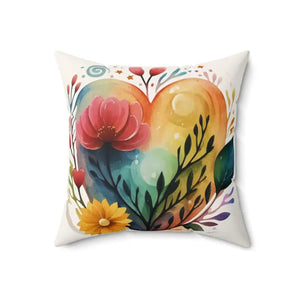 Spun Polyester Square Pillow Hearts Flowers Design Dipaliz - Throw Pillows
