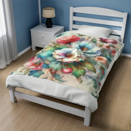 Get Cozy: Watercolor Flowers Velveteen Blanket Magic - 50’’ × 60’’ All Over Prints