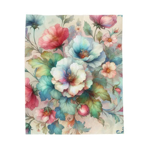 Intricately Designed Watercolor Flowers Velveteen Blanket - Dipaliz - Blankets