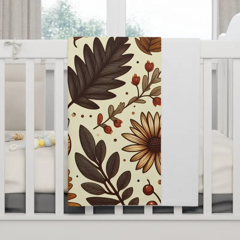 Snuggle in Style with Autumn Leaves Fleece Baby Blanket - 30’’ × 40’’ / White Home Decor