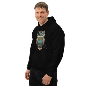 Cozy Owl Unisex Hoodie - Fleece Lined Charcoal Cotton - Dipaliz - Hoodies - s
