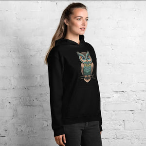 Cozy Owl Unisex Hoodie - Fleece Lined Charcoal Cotton - Dipaliz - Hoodies - s