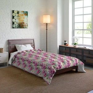 Pink Flowers Pattern Comforter Soft Cozy Bedding - Dipaliz - 68’’ × 88’’ - Quilts & Comforters