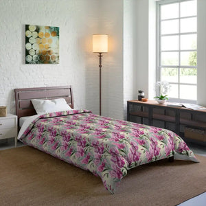 Pink Flowers Pattern Comforter Soft Cozy Bedding - Dipaliz - 68’’ × 92’’ - Quilts & Comforters