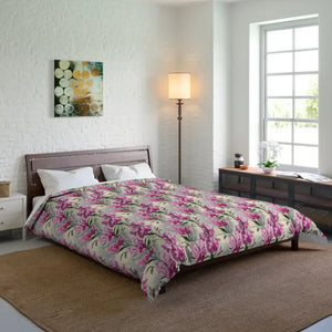 Pink Flowers Pattern Comforter Soft Cozy Bedding - Dipaliz - 88’’ × - Quilts & Comforters