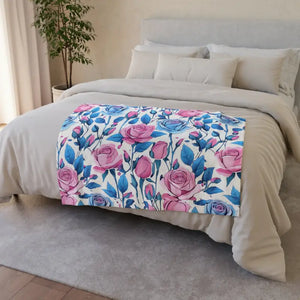 Soft Polyester Blanket Blue Roses Ultra Cozy Chic - Dipaliz - Blankets
