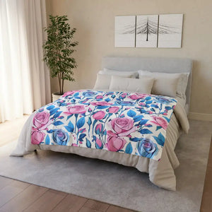 Soft Polyester Blanket Blue Roses Ultra Cozy Chic - Dipaliz - Blankets
