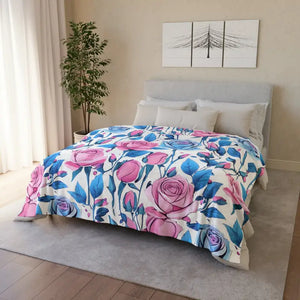Soft Polyester Blanket Blue Roses Ultra Cozy Chic - Dipaliz - Blankets