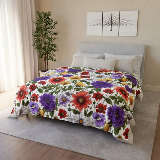 Snuggle Up: Cozy Wildflowers Soft Polyester Blanket - 60’’ × 80’’ Home Decor