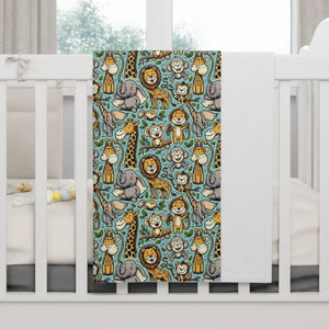 Jungle Animals Fleece Baby Blanket - Soft Nursery Bedding - Dipaliz - 30’’ × 40’’ / White - Home Decor
