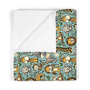 Jungle Animals Fleece Baby Blanket - Soft Nursery Bedding - Dipaliz - 30’’ × 40’’ / White - Home Decor