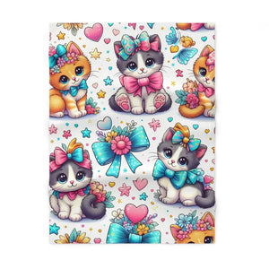 Home Decor - Cozy Cats Kittens Fleece Baby Blanket - Supreme Softness - Dipaliz 30’’ × 40’’ / White