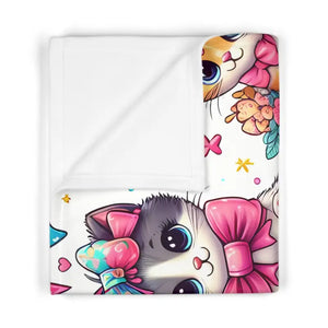 Home Decor - Cozy Cats Kittens Fleece Baby Blanket - Supreme Softness - Dipaliz 30’’ × 40’’ / White