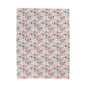 Pink Rose Flowers Velveteen Plush Blanket - Ultra Cozy - Dipaliz - Blankets