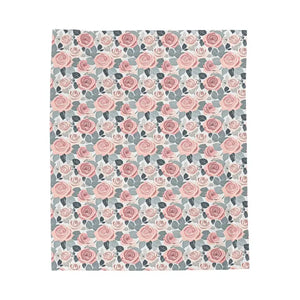 Pink Rose Flowers Velveteen Plush Blanket - Ultra Cozy - Dipaliz - Blankets