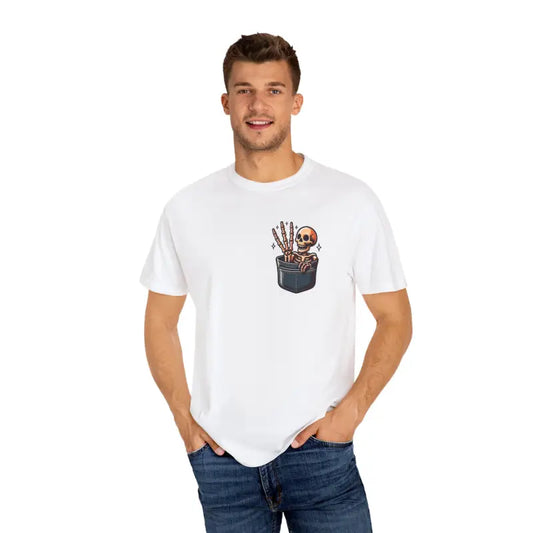 Cozy Cotton Tee: Funny Skeleton in a Pocket Unisex Style - White / s T-shirt