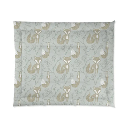 Snuggle Up In Eco-friendly Cute Fox Teal Comforter - Home Decor