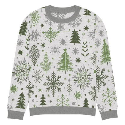 Snuggle Up: Festive Christmas Pattern Knitted Crew Neck Sweater - l