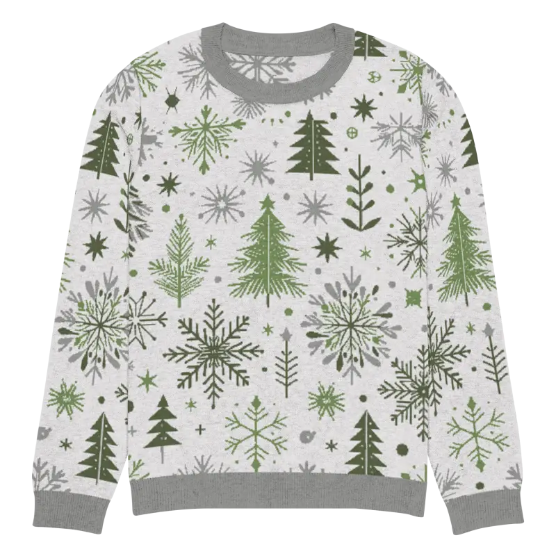 Snuggle Up: Festive Christmas Pattern Knitted Crew Neck Sweater - s