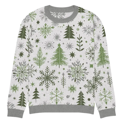 Snuggle Up: Festive Christmas Pattern Knitted Crew Neck Sweater - s