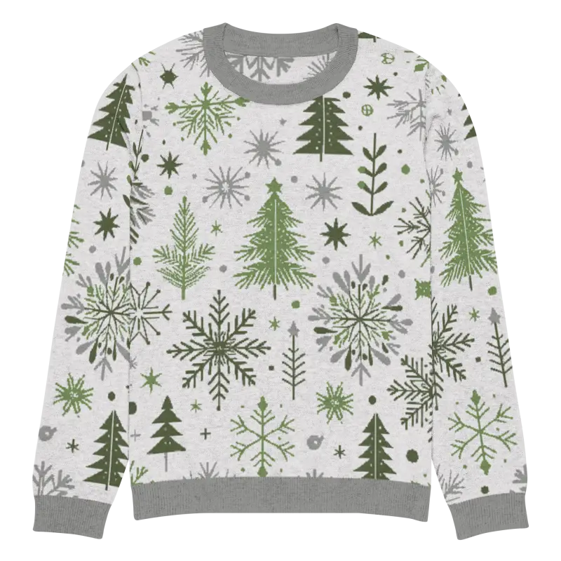 Snuggle Up: Festive Christmas Pattern Knitted Crew Neck Sweater - Xs