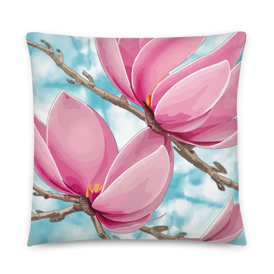 Snuggle Up with Luxurious Large Pink Magnolia Pillows - 22″×22″ Home Decor