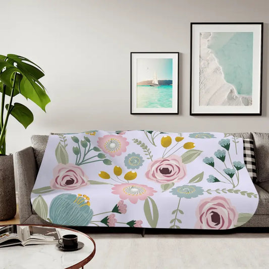 Spring Florals Sherpa Blanket: Cozy Chic For Chilly Evenings - Home Decor