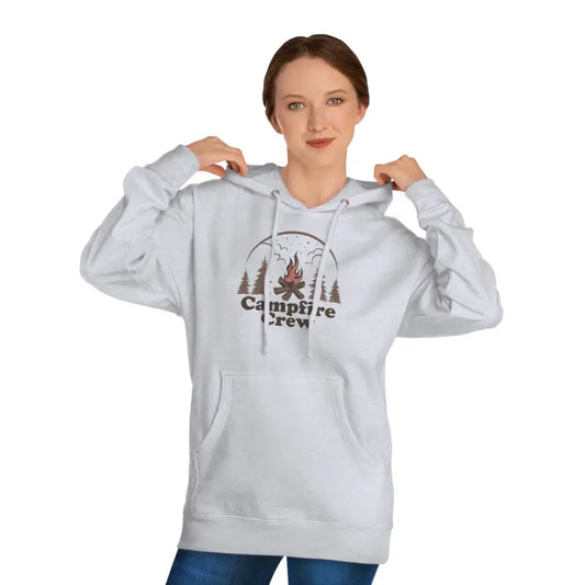 Get Cozy with the Campfire Crew Unisex Hooded Sweatshirt - Grey Heather / Xs Hoodie