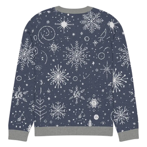 Sweater - Chic Snowflake Knitted Crew Neck Navy Blue - Dipaliz