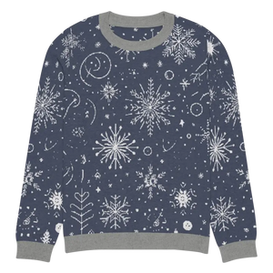 Sweater - Chic Snowflake Knitted Crew Neck Navy Blue - Dipaliz 2xs