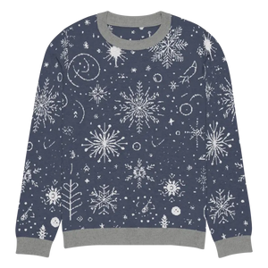 Sweater - Chic Snowflake Knitted Crew Neck Navy Blue - Dipaliz 3xs