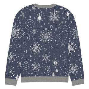 Sweater - Chic Snowflake Knitted Crew Neck Navy Blue - Dipaliz