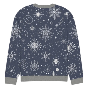 Sweater - Chic Snowflake Knitted Crew Neck Navy Blue - Dipaliz
