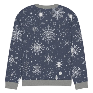 Sweater - Chic Snowflake Knitted Crew Neck Navy Blue - Dipaliz