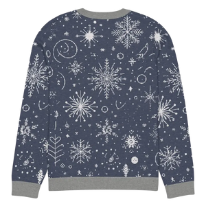 Sweater - Chic Snowflake Knitted Crew Neck Navy Blue - Dipaliz