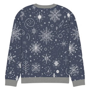 Sweater - Chic Snowflake Knitted Crew Neck Navy Blue - Dipaliz
